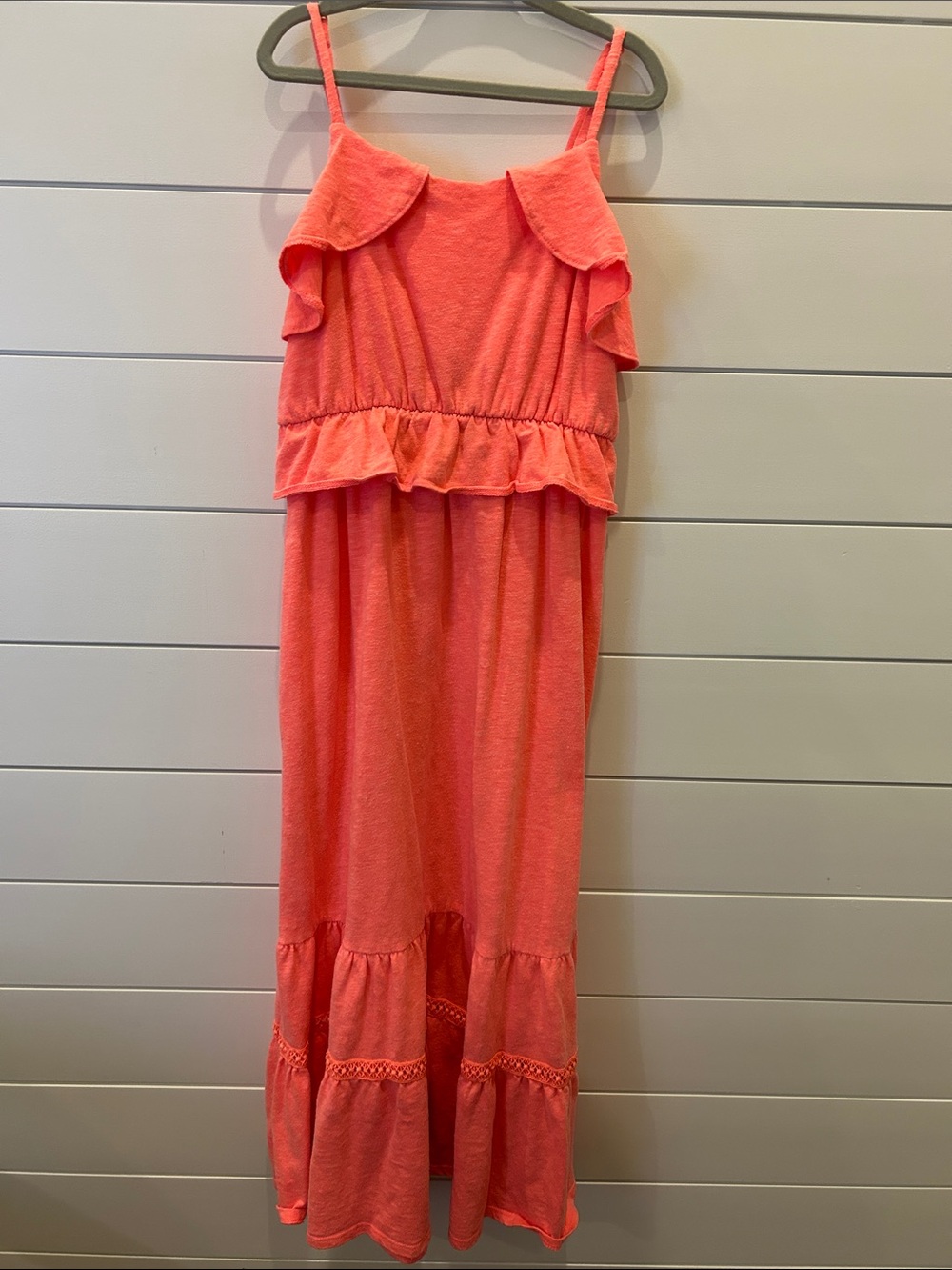 Girl’s Cat & Jack Coral Ruffle Maxi Dress Sz M (7/8)